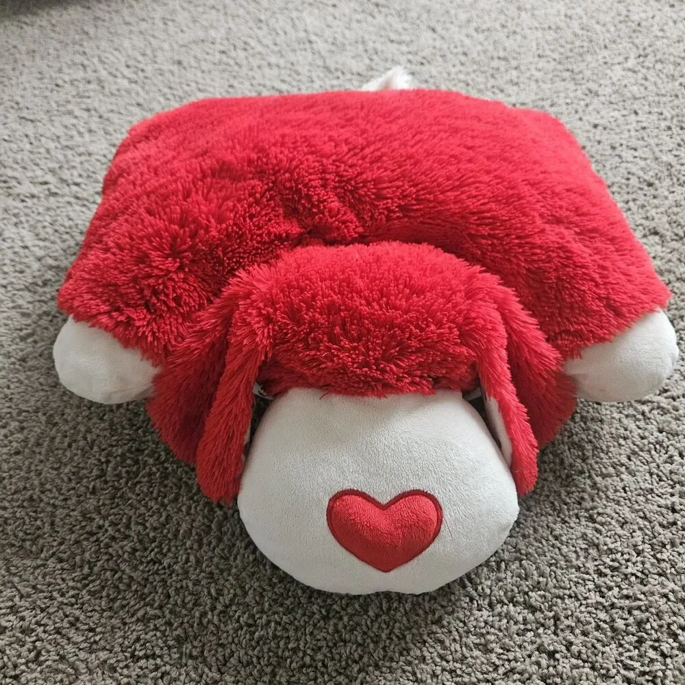 Pillow Pets Valentine Red Plush Fluffy Puppy Dog With Heart Nose Large 2010 19
